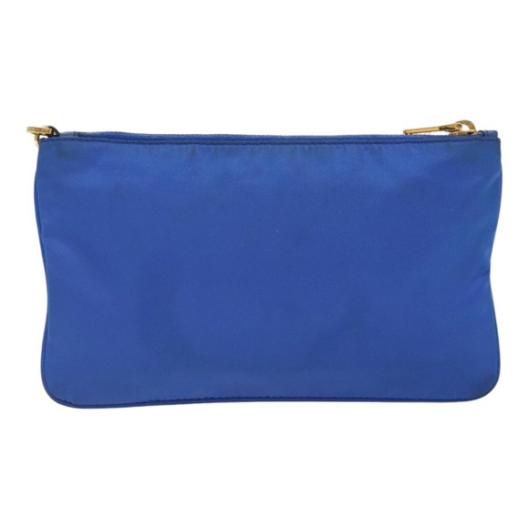 PRADA Accessory Pouch Nylon Blue Gold Auth 90956 - Picture 3 of 16